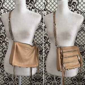 REBECCA MINKOFF ✨ Crossbody Handbag tan taupe leather golden hardware
